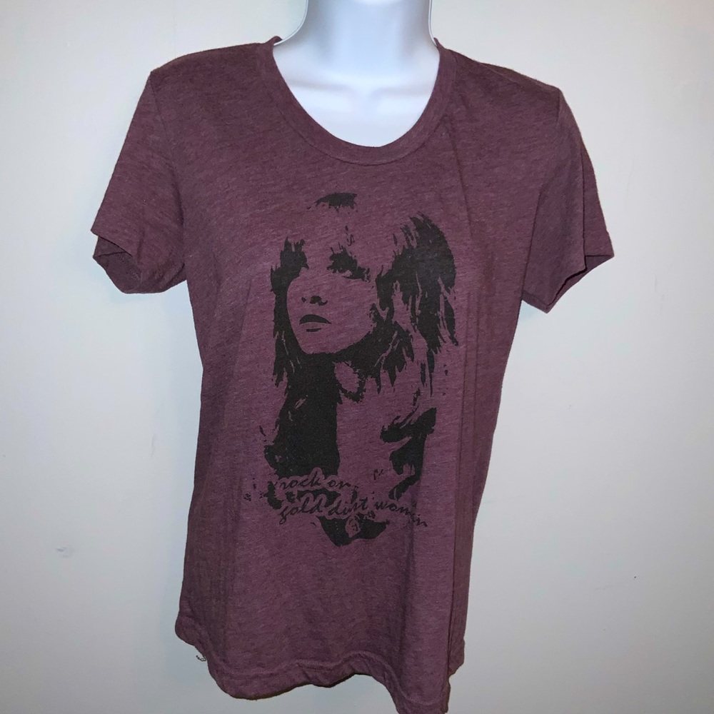 Vintage Dark Purple Stevie Nicks Short Sleeve Fitted Tee Sz M